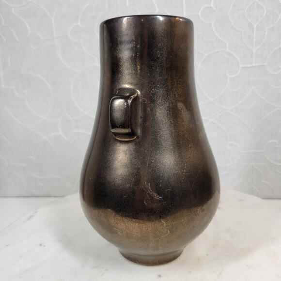Vtg Haeger Floral Vase 8" Brown Gold Metallic Finish Ceramic Retro Home Decor - Picture 13 of 13